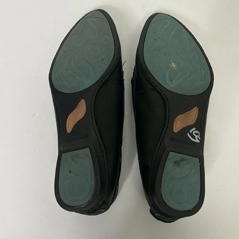 Born Black Leather Penny Loafers Slip On Shoes Flats W3310 - Picture 8 of 8